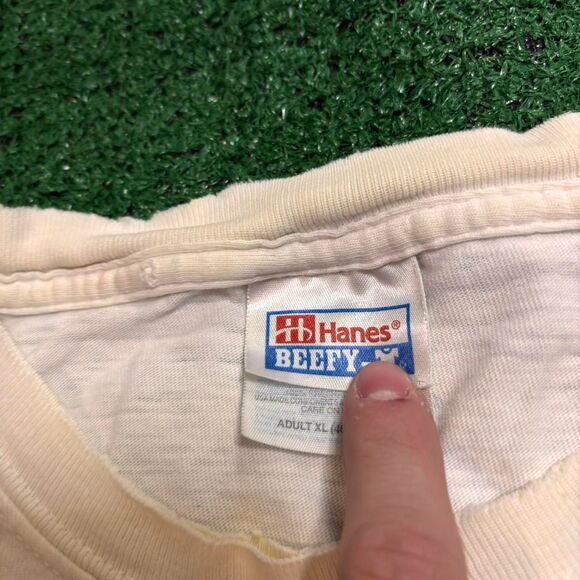 Hanes Men's Cream and White T-shirt - Picture 3 of 7